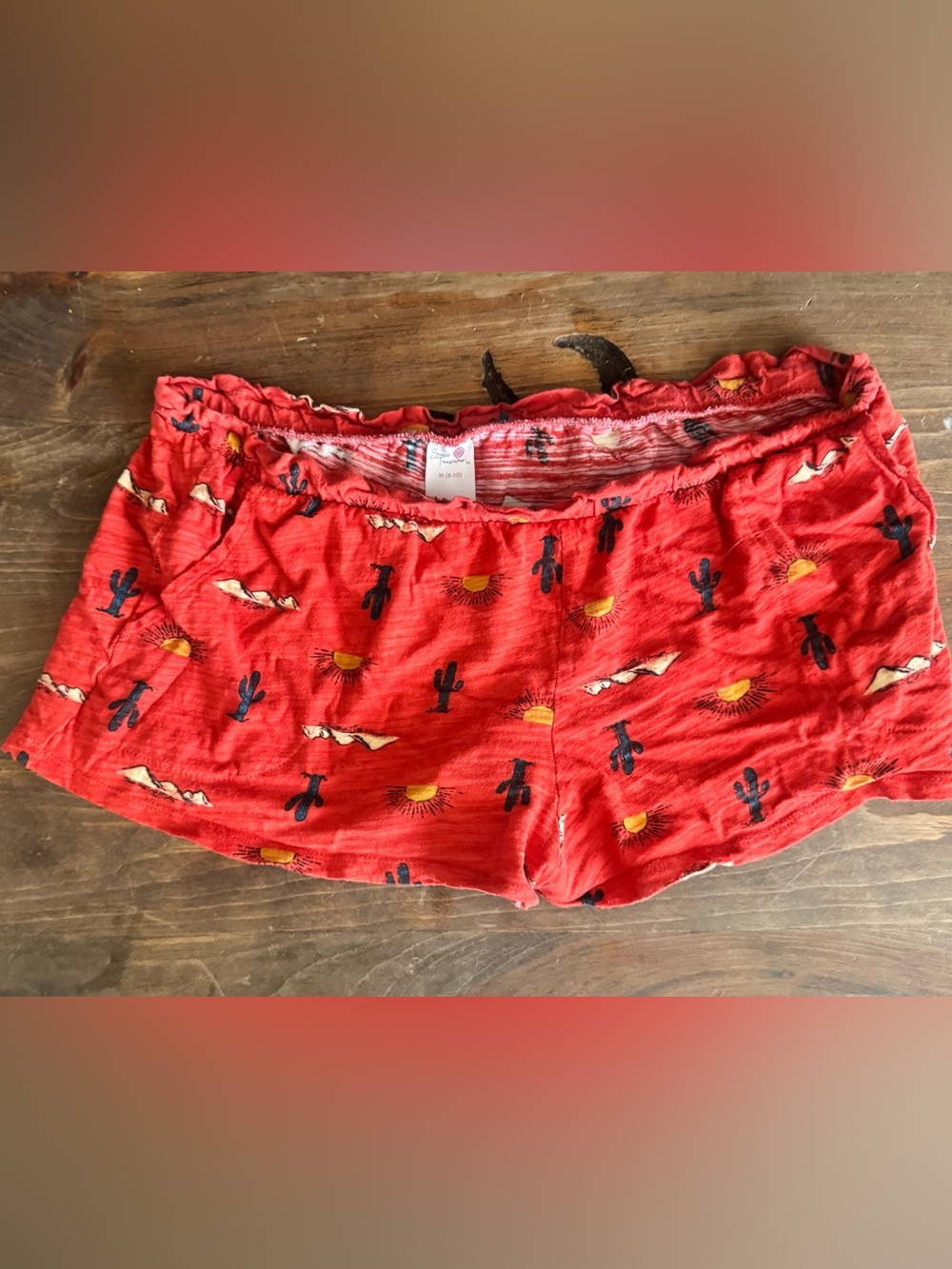Soft Surroundings Red Cactus & Sun Printed Sleep Shorts